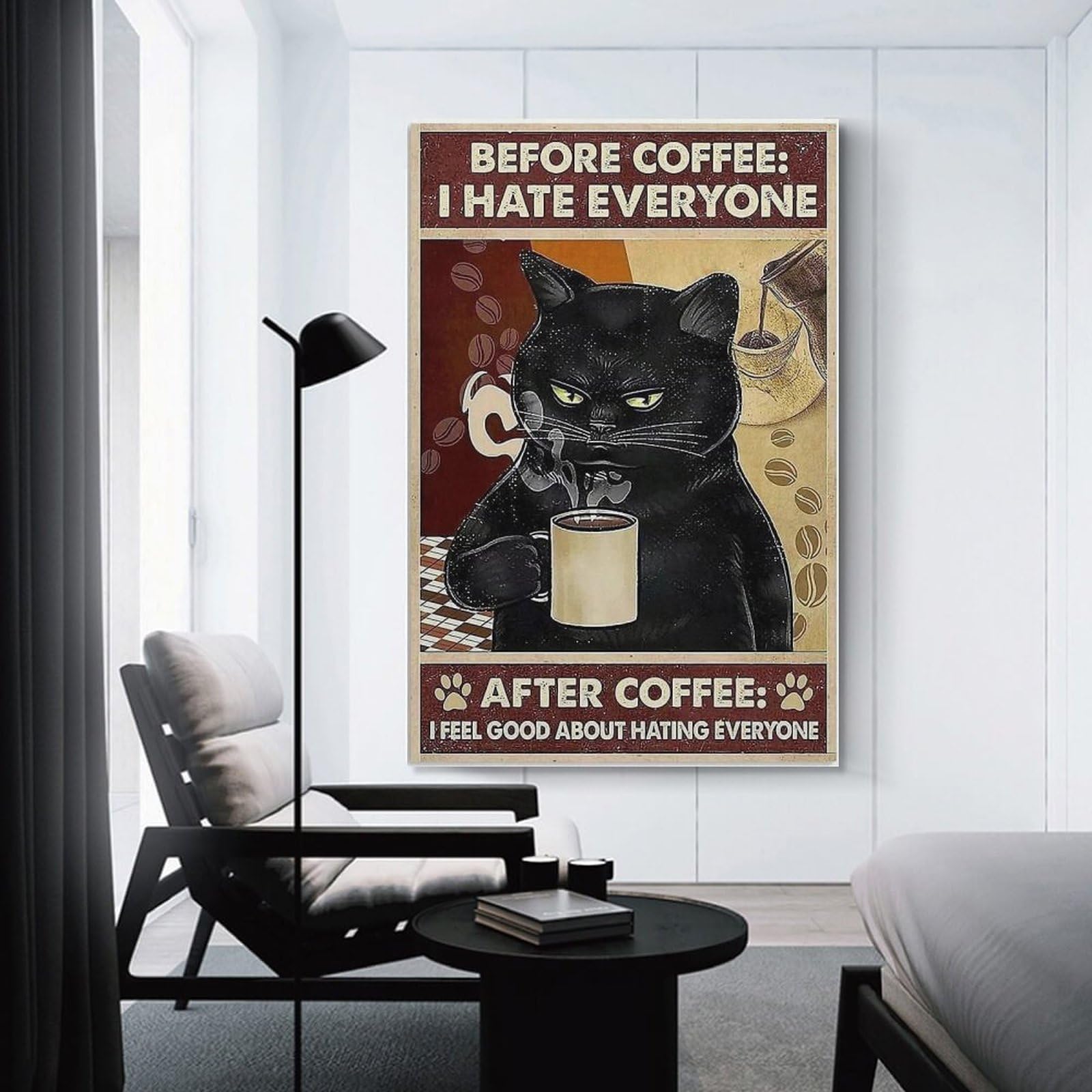 Amazon.co.jp: コーヒーを飲む猫 ポスター ホーム装飾 アートパネル